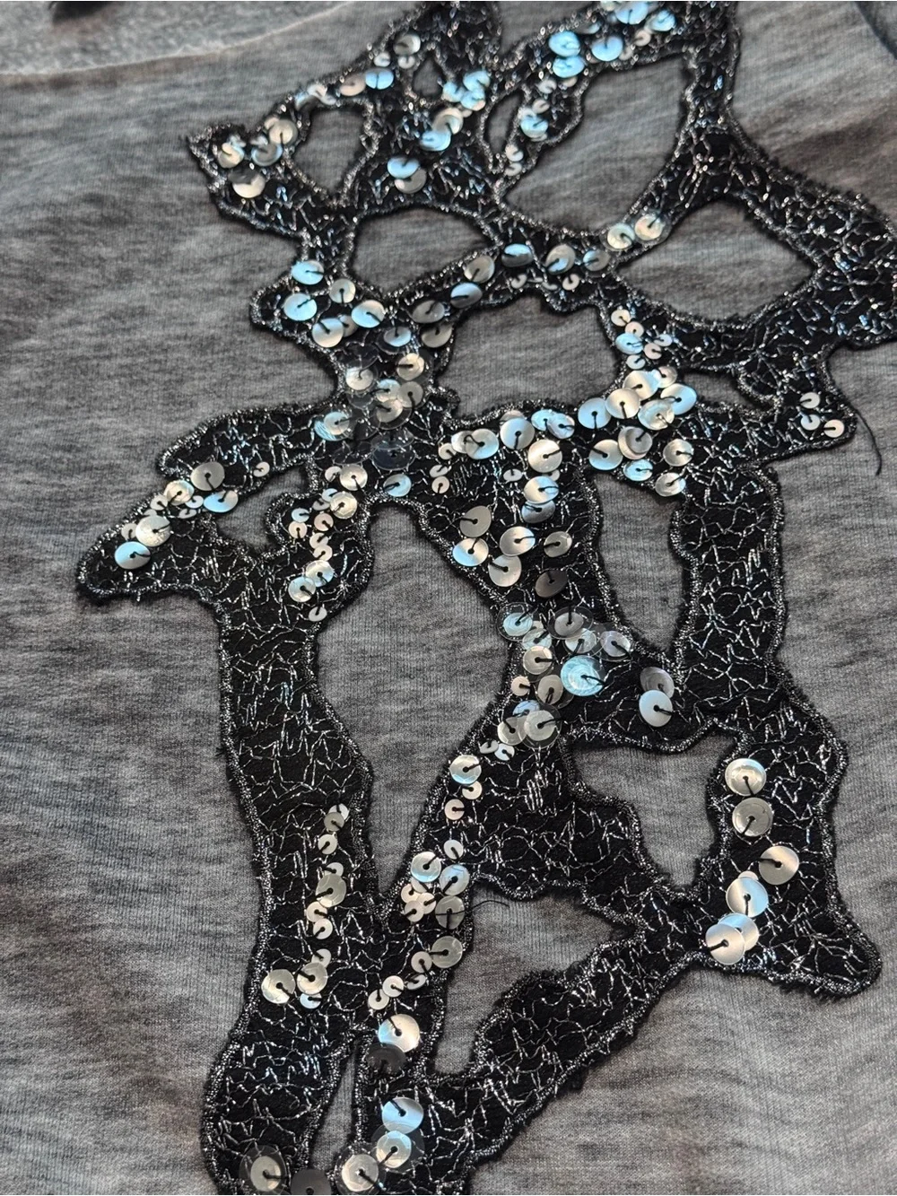 Miss Me Grey Embellished Scoop Burnt Out Sweatshirt